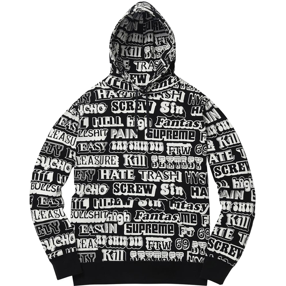 Supreme Hysteric Glamour Text Hoodie - Black - Used