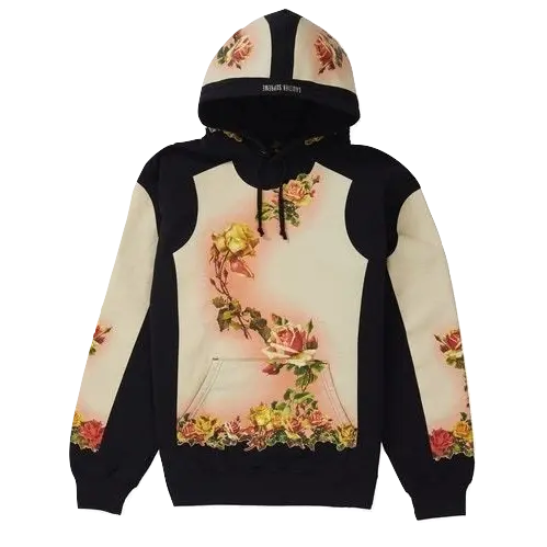 Supreme JPG Floral Print Hooded Sweatshirt - Black Supreme
