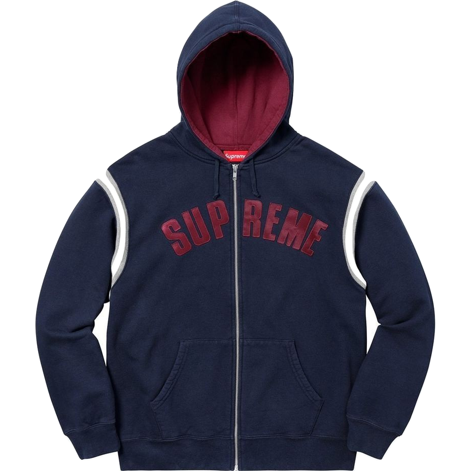 Supreme Jet Sleeve Zip Up Hooded Sweatshirt Navy