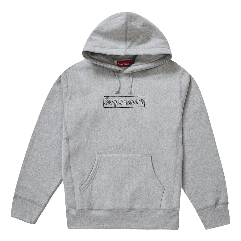 Supreme Kaws Chalk Logo Hooded Sweatshirt - Heather Grey Supreme