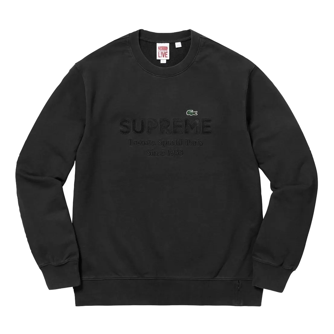Supreme/Lacoste Crewneck Sweater SS18 - Black Supreme
