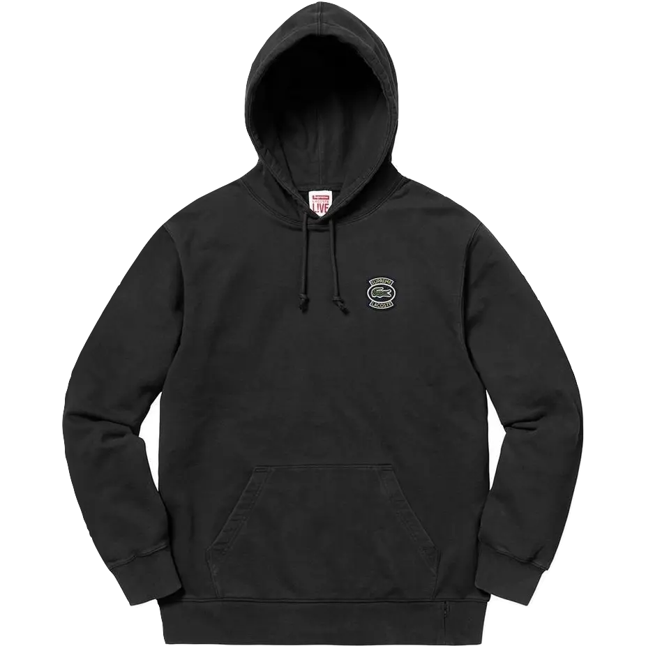 Supreme/Lacoste Hooded Sweatshirt SS18 - Black - Used Supreme
