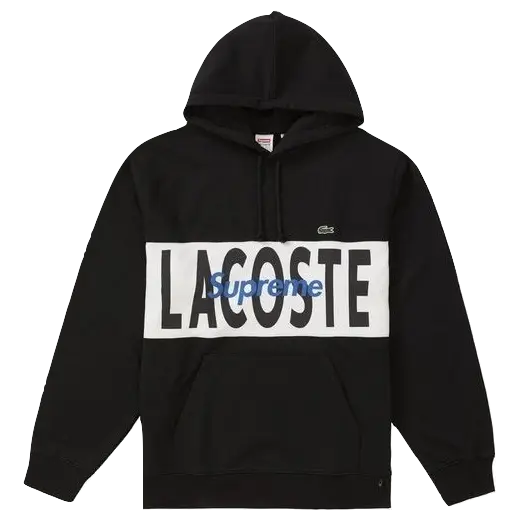 Supreme Lacoste Logo Panel Hooded Sweatshirt - Black Supreme
