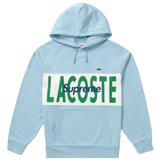 Supreme Lacoste Logo Panel Hooded Sweatshirt - Light Blue Supreme