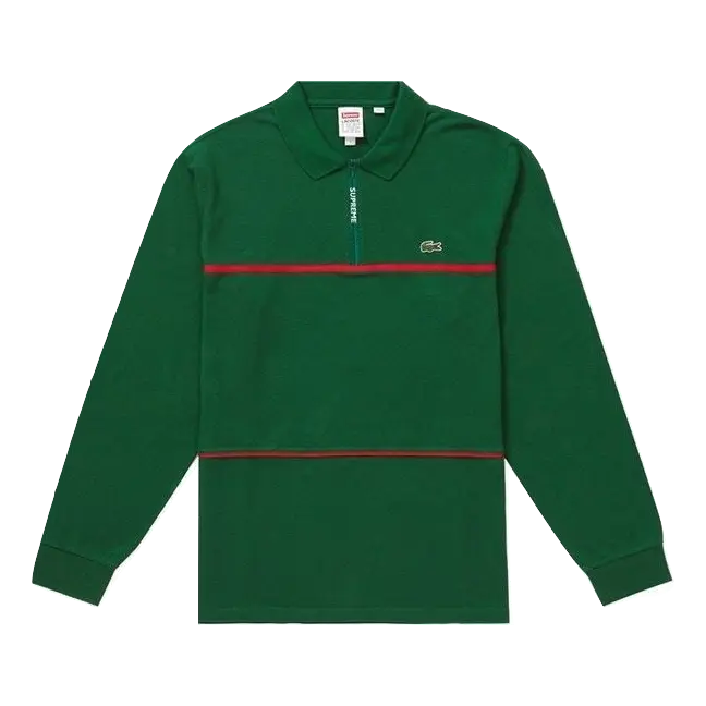 Supreme Lacoste Pique Zip L/S Polo - Green Supreme