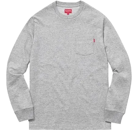 Supreme L/S Pocket Tee - Heather Grey Supreme