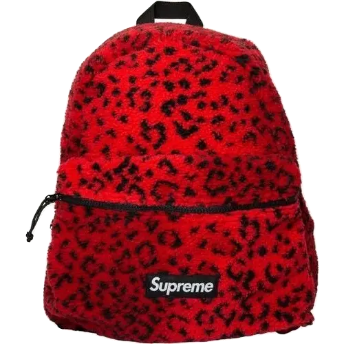 Supreme Leopard Fleece Backpack - Red Supreme