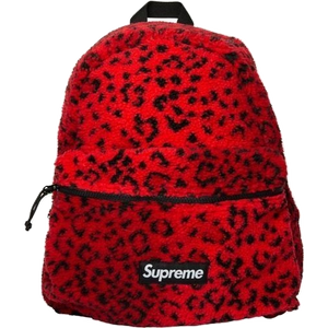 Supreme Leopard Fleece Backpack - Red - Used