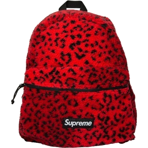 Supreme Leopard Fleece Backpack - Red - Used