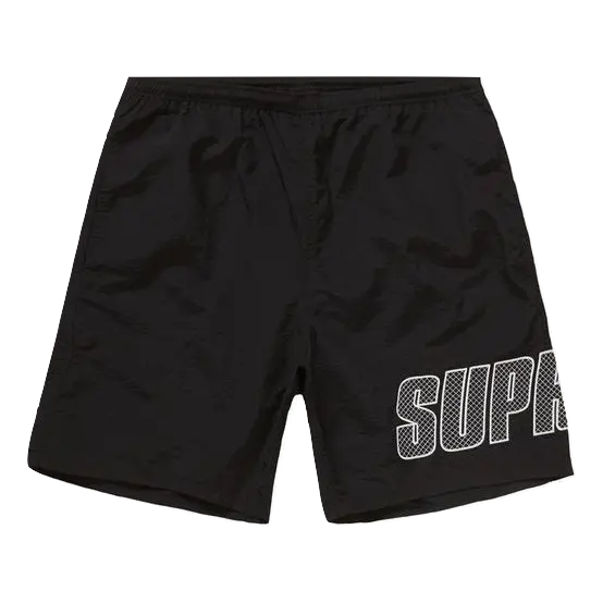 Supreme Logo Applique Water Short - Black Supreme