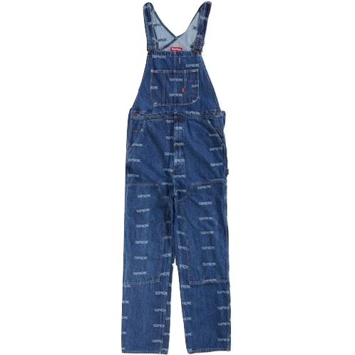 Supreme Logo Denim Overalls - Washed Blue - Used