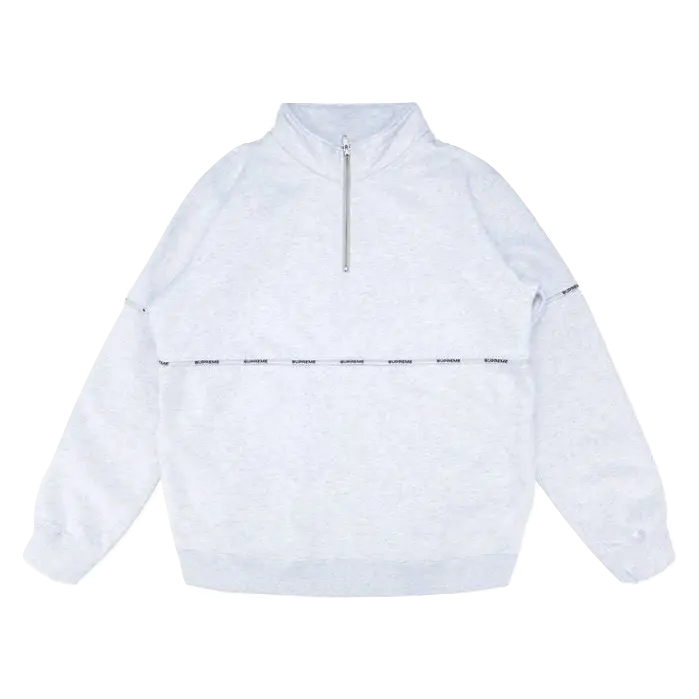 Supreme Logo Piping Half Zip Jacket - Ash Grey - Used Supreme