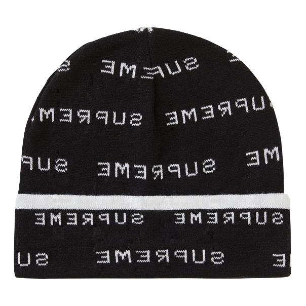 Supreme Logo Repeat Beanie - Black Supreme