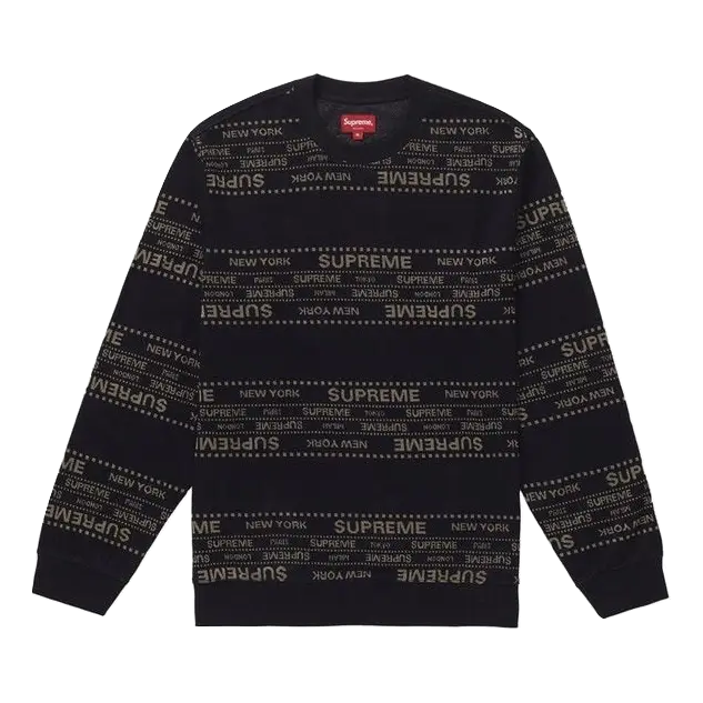 Supreme Metallic Jacquard Crewneck - Black Supreme