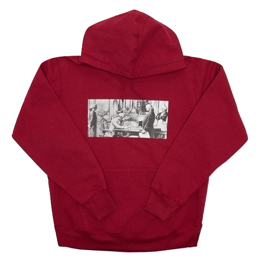 Supreme Mike Kelley Franklin Signing The Treaty of Alliance With French Officials Hooded Sweatshirt - Dark Magenta