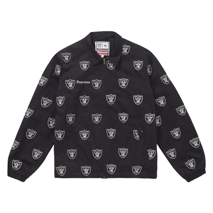 Supreme NFL x Raiders x '47 Embroidered Harrington Jacket - Black Supreme