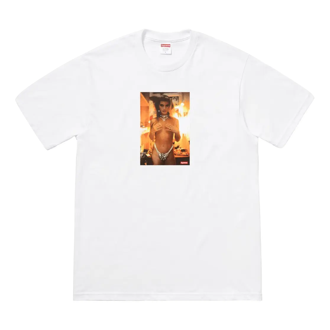 Supreme Nan Goldin Kim In Rhinestones Tee - White Supreme