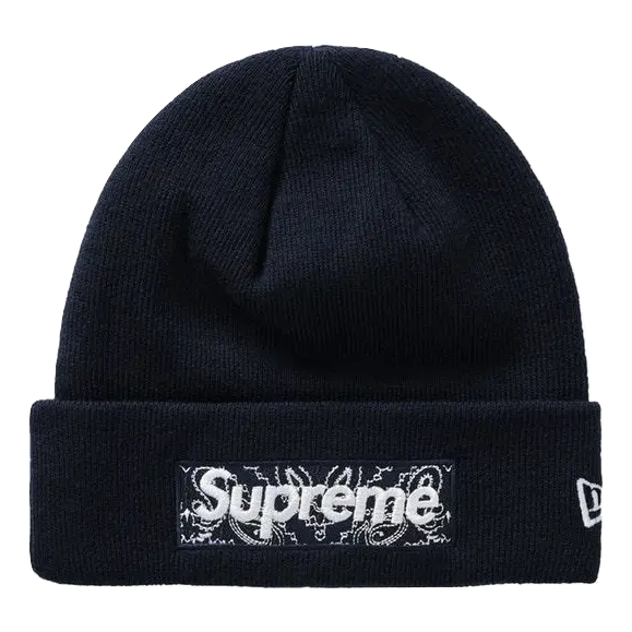 Supreme New Era Box Logo Bandana Beanie - Navy FW19 Supreme