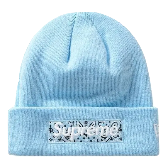 Supreme New Era Box Logo Bandana Beanie - Light Blue Supreme