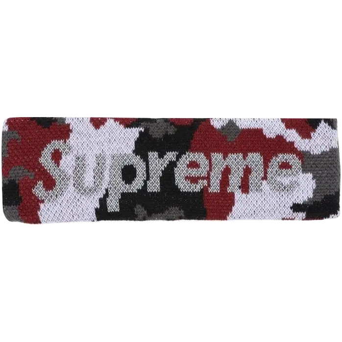 Supreme New Era Reflective Logo Headband FW17 - Red Camo - Used Supreme
