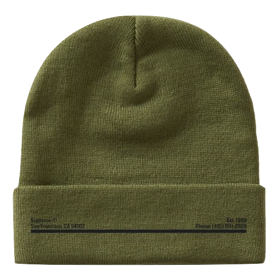Supreme New Era Shop Beanie San Francisco - Light Olive Supreme