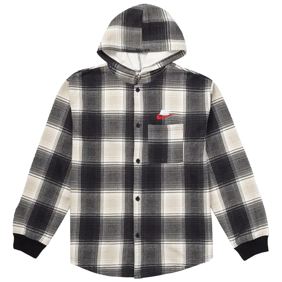 Supreme x Nike Plaid Hooded Sweatshirt - Black Supreme