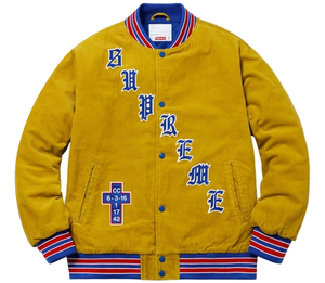 Supreme Old English Corduroy Varsity Jacket - Sulphur