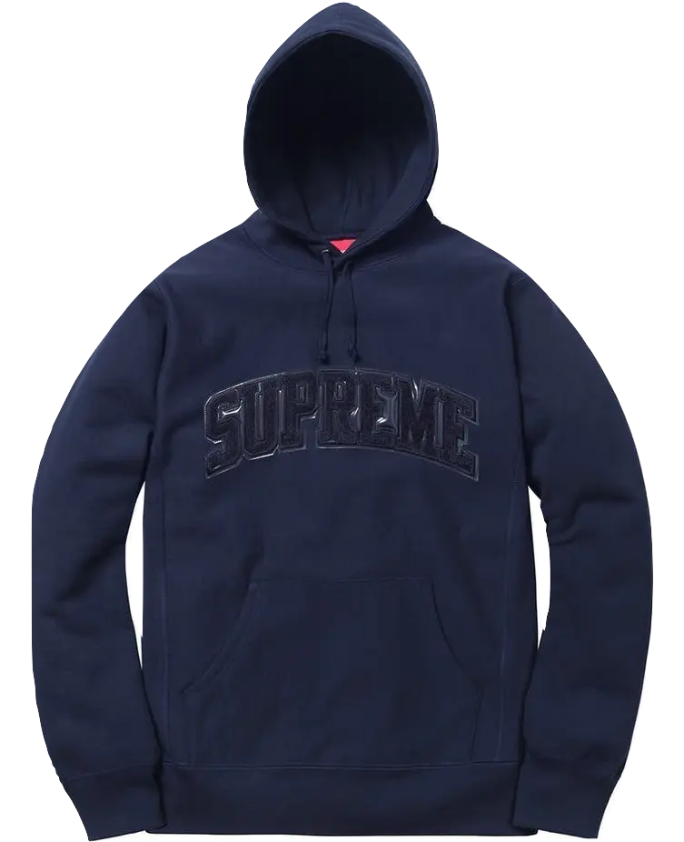 Supreme Patent Leather Arc Logo Hooded Sweatshirt - Navy Supreme