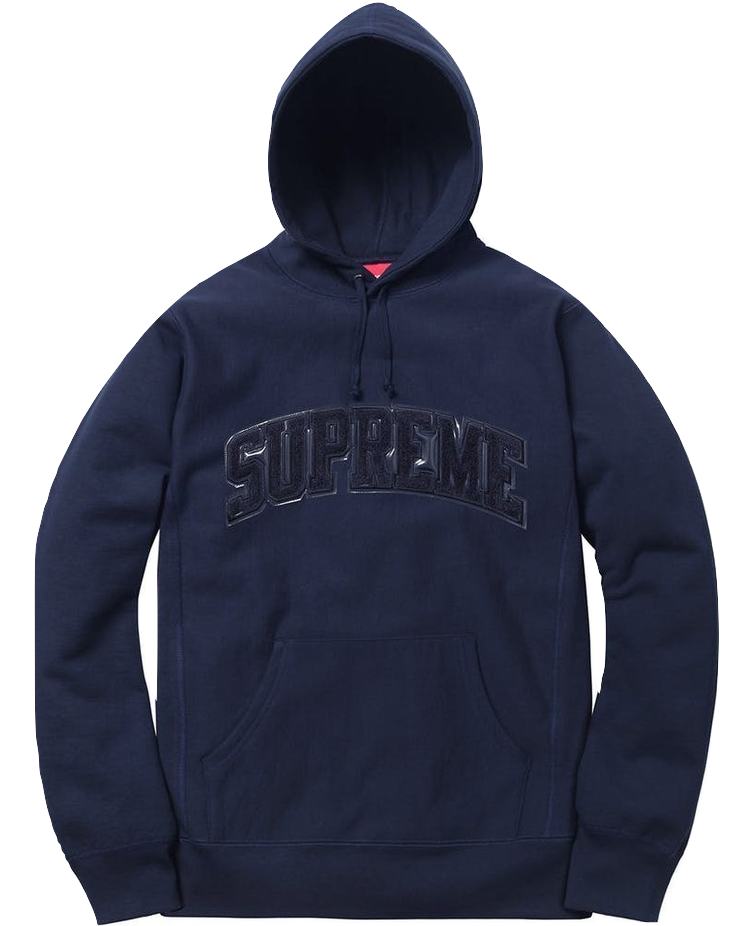 Supreme Patent Leather Arc Logo Hooded Sweatshirt - Navy