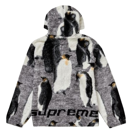 Supreme Penguins Hooded Fleece Jacket - Black Supreme
