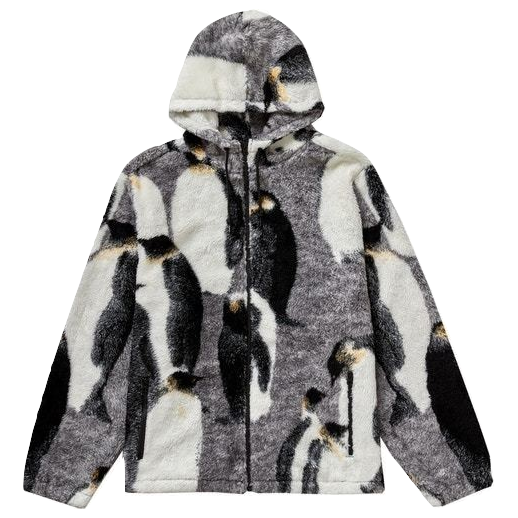 Supreme Penguins Hooded Fleece Jacket - Black Supreme