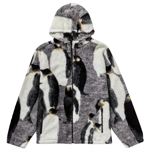 Supreme Penguins Hooded Fleece Jacket - Black