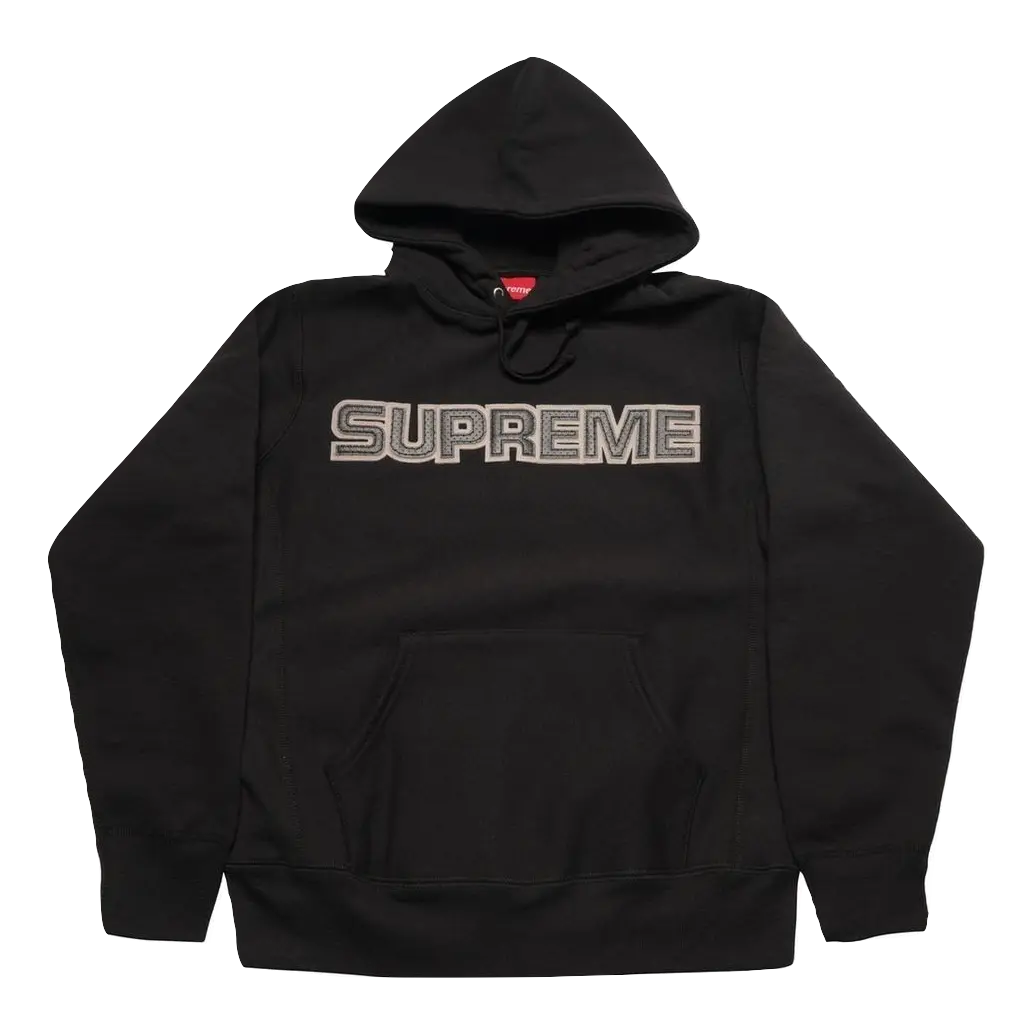 Supreme Perforated Leather Hooded Sweatshirt - Black Supreme