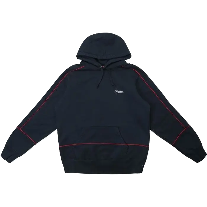 Supreme Piping Hooded Sweatshirt - Navy Supreme
