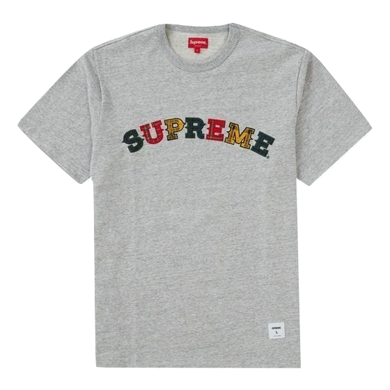 Supreme Plaid Applique S/S Top - Heather Grey
