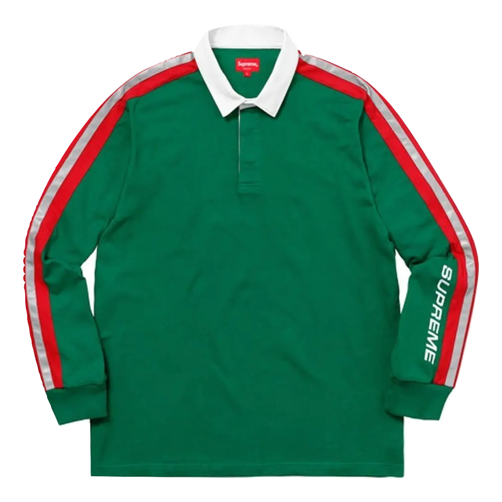 Supreme Reflective Sleeve Stripe Rugby - Green Supreme