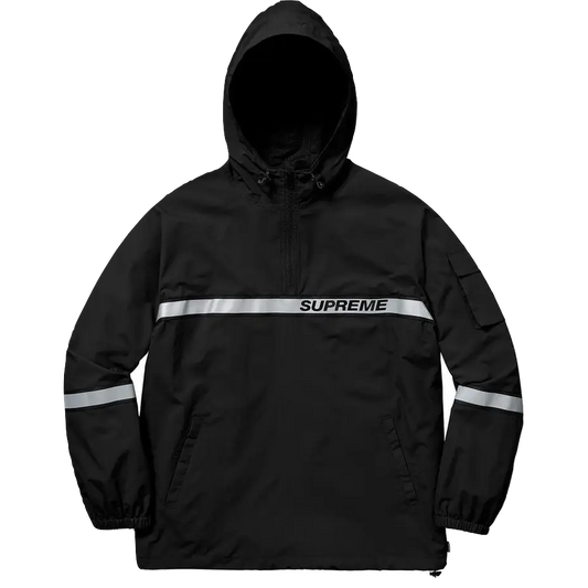 Supreme Reflective Taping Hooded Pullover - Black Supreme