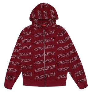 Supreme Repeat Zip Up Hooded Sweatshirt - Cardinal - Used
