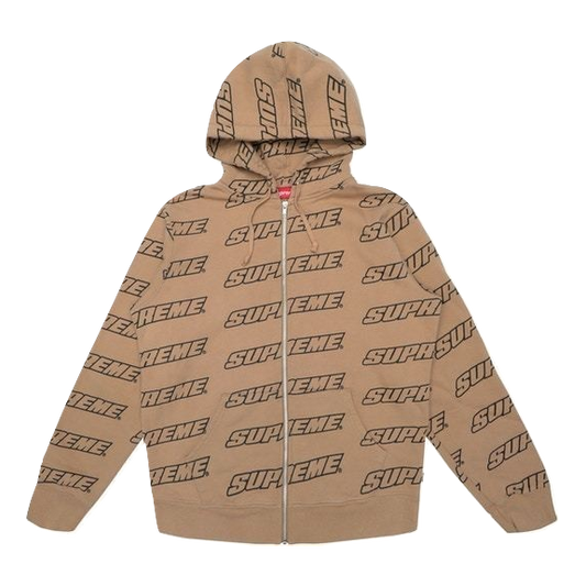 Supreme Repeat Zip Up Hooded Sweatshirt - Light Brown Supreme