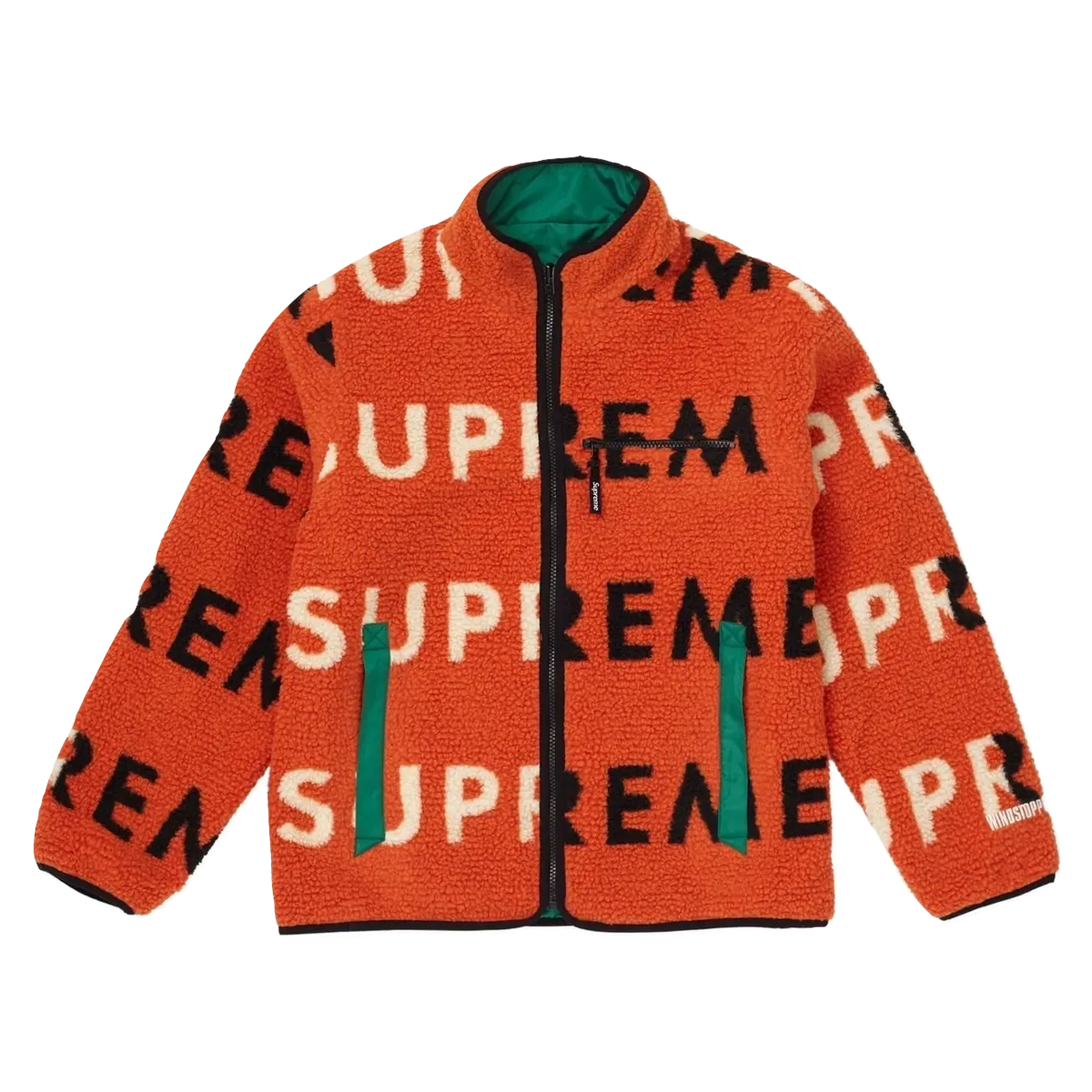 Supreme Reversible Logo Fleece Jacket - Orange Supreme