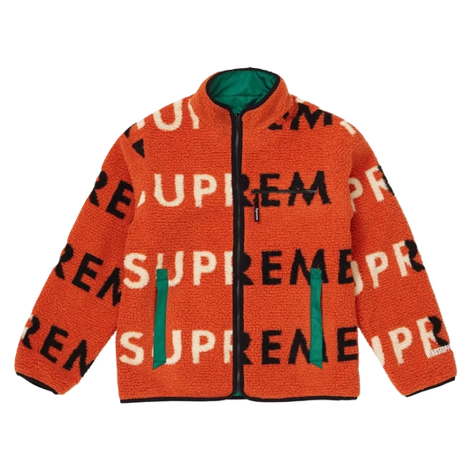 Supreme Reversible Logo Fleece Jacket - Orange Supreme
