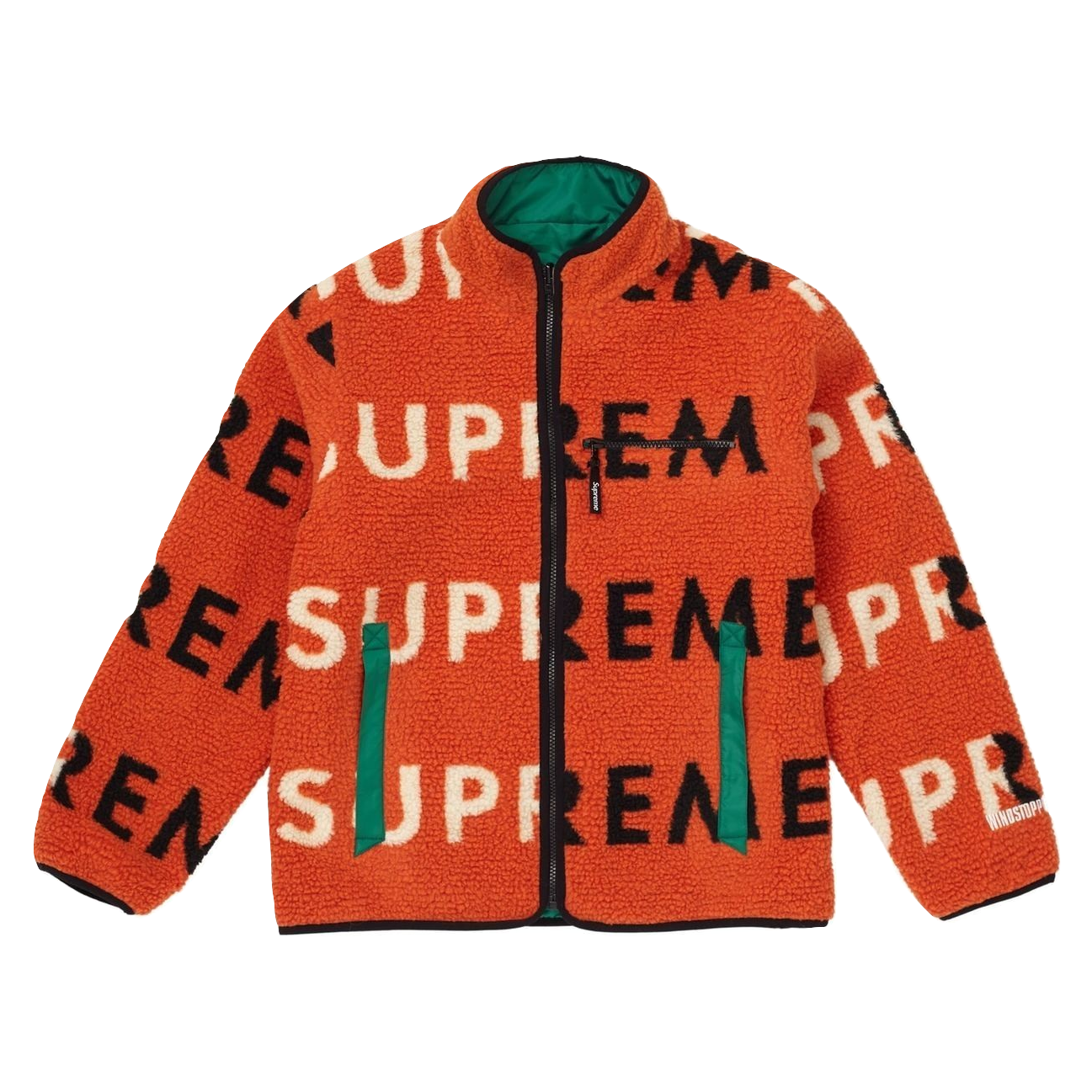 Supreme Reversible Logo Fleece Jacket - Orange