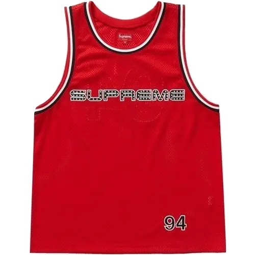 Supreme Rhinestone Basketball Jersey - Red Supreme