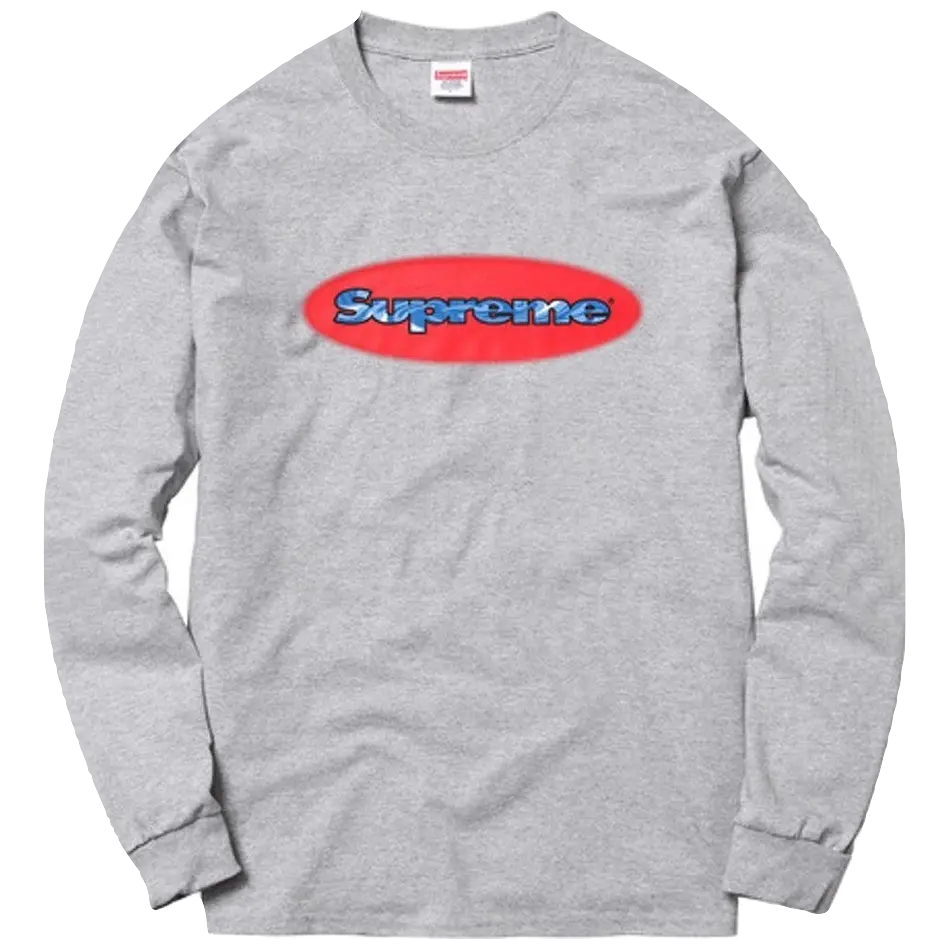 Supreme Ripple L/S Tee - Heather Grey - Used Supreme