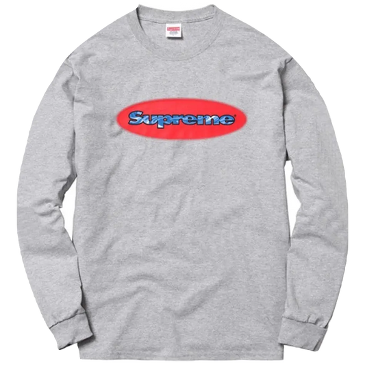 Supreme Ripple L/S Tee - Heather Grey - Used Supreme