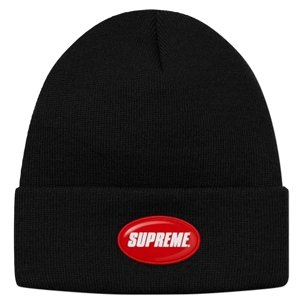 Supreme Rubber Patch Beanie - Black Supreme