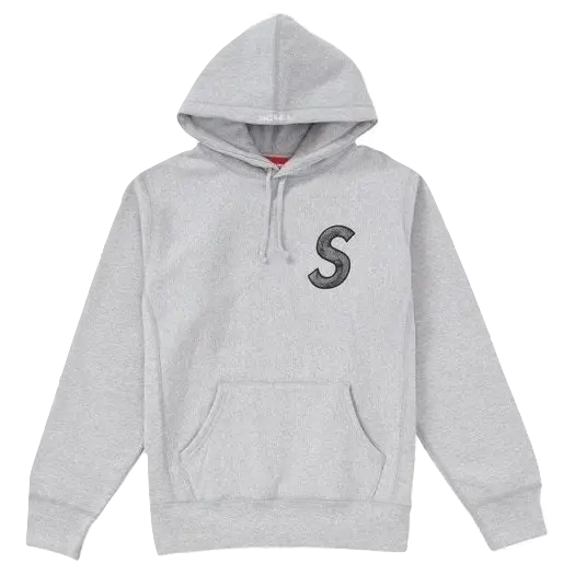 Supreme S Logo Hooded Sweatshirt - Heather Grey FW18 - Used Supreme