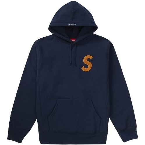 Supreme S Logo Hooded Sweatshirt FW18 - Navy - Used