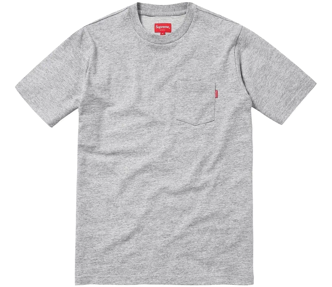Supreme Short Sleeve Pocket Tee - Heather Grey - Used Supreme