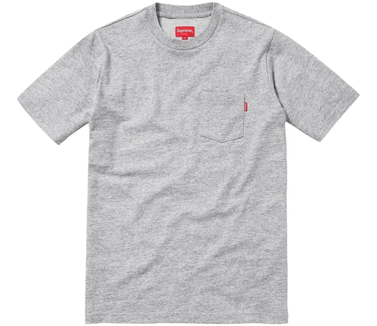 Supreme Short Sleeve Pocket Tee - Heather Grey - Used Supreme